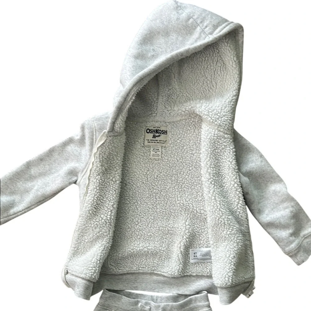 Oshkosh Kids Gray Sherpa Lined Hoodie and‎ Jogger Set Size 4T